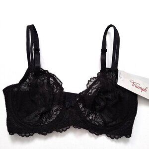 Triumph Forbidden Lace Black Bra 32D NWT